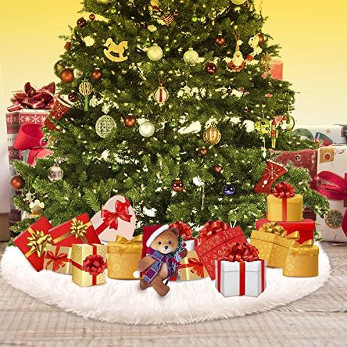 Konsait Plush Christmas Tree Skirt - Round Snow White Xmas Tree Mat Base Cover for Holiday Home Decorations,35Inch/90CM - Image 7