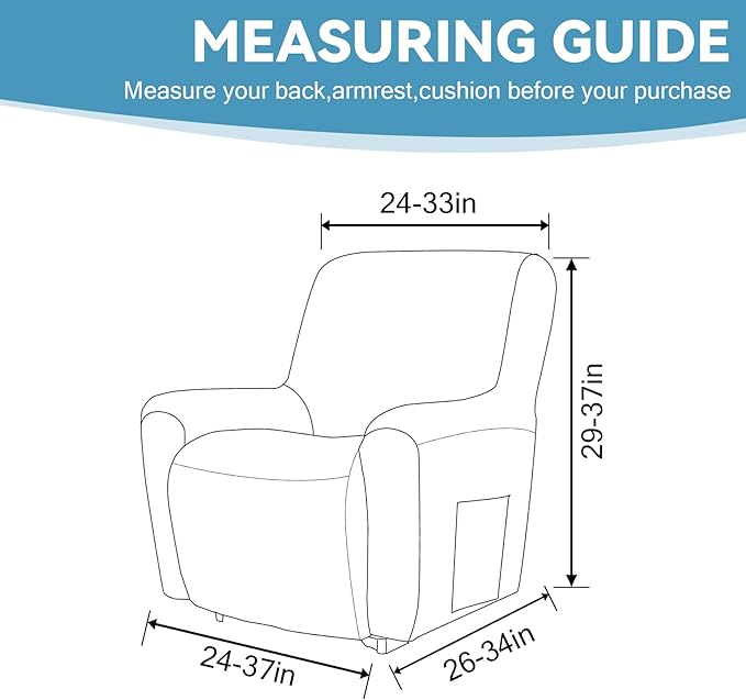 Cupuamon Recliner Chair Covers,Lazy Boy Recliner Covers Stretch Reclining Covers 1 Piece Furniture Protector with Elastic Bottom for Dog,Kids-Blue Mist