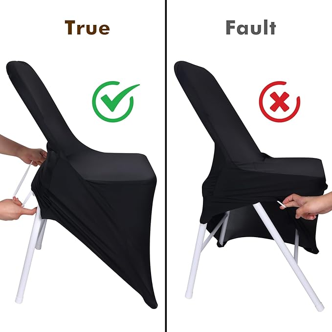 Fixwal 36 Pcs Black Folding Chair Cover, Spandex Stretch Covers Ideal for Wedding, Party, Dining, Business Meeting, Banquet, Universal Fitted Washable Slipcover