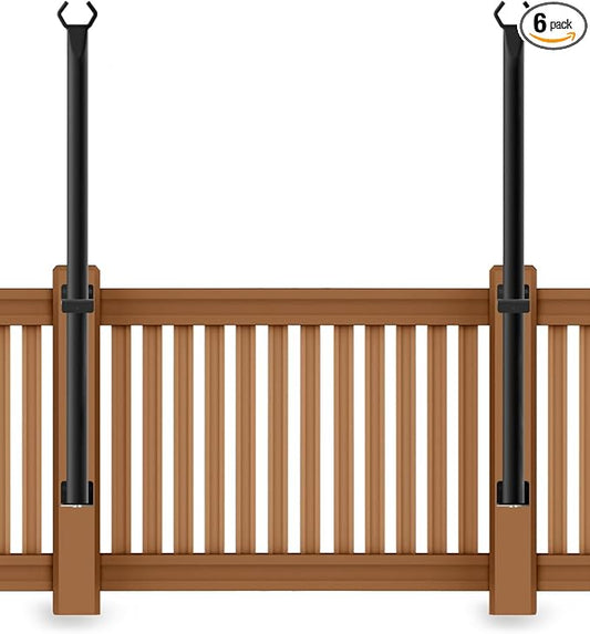 5 Ft String Light Poles 2 Pack, String Light Poles for Outside with Fixing Clips,Hanging Light Poles for Deck Fence Garden Backyard Wall Bistro,Metal Poles for Outdoor String Lights