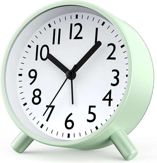 Analog Alarm Clock Night Ligh Battery Operated for Bedroom by Anmileely