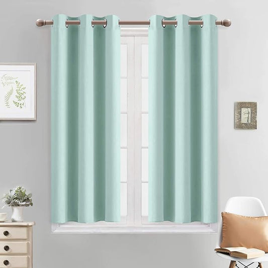 Yakamok Blackout Curtains for Bedroom，Thermal Insulated Room Darkening Drapes for Living Room, Set of 2 Panels (Aqua,38 x 45Inch)
