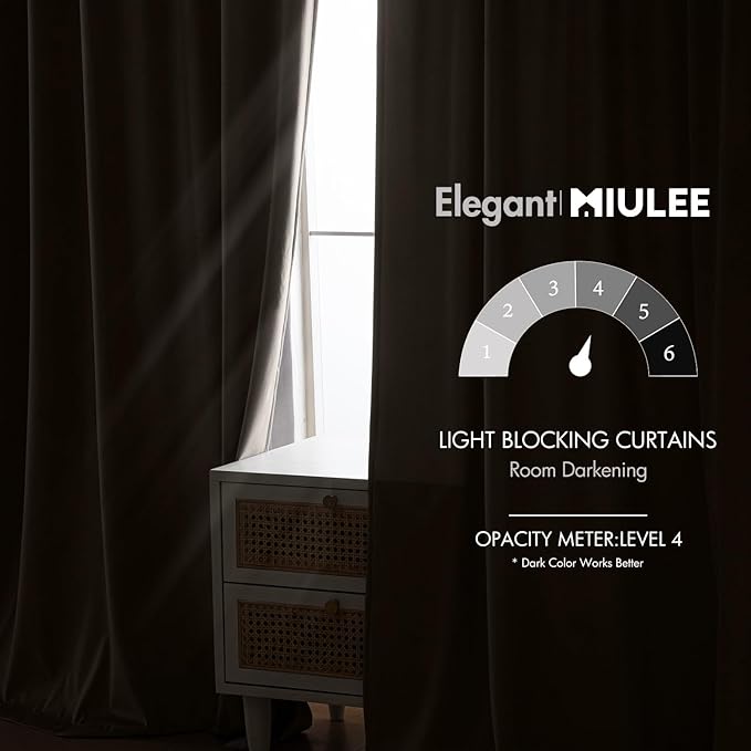 MIULEE Taupe Velvet Curtains 96 inches - Luxury Blackout Curtains for Bedroom Living Room Thermal Insulated Super Soft Window Drapes Rod Pocket & Back Tab, W52 x L96 inches, 2 Panels