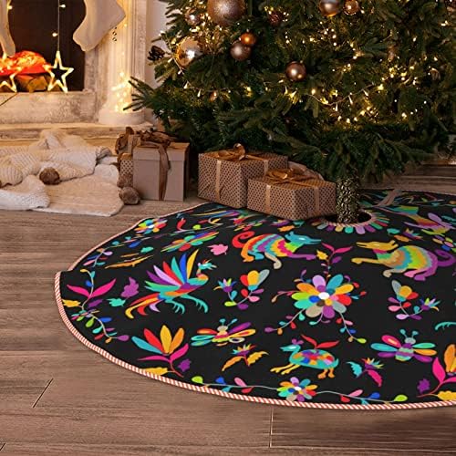 DKJlitter Christmas Tree Skirt 48 Inch, Ethnic Mexican Otomi Style Pattern by DKJlitter