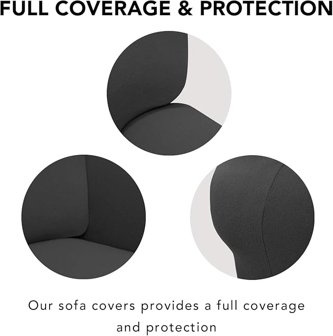 PureFit Super Stretch Sofa Slipcover ?€? Spandex Non Slip Soft Couch Sofa Cover, Washable Furniture Protector with Non Skid Foam and Elastic Bottom for Kids, Pets ???Sofa, Dark Gray???