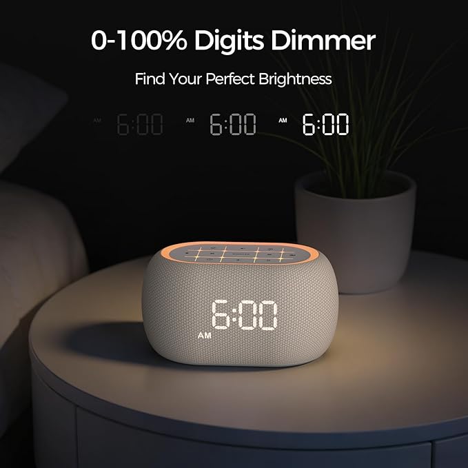 ANJANK Alarm Clock Radio with Dual Alarm for Bedroom, 7-Color Night Light,0-100% Dimmer, 8 Sounds + Gentle Light Wake UP,16-Level Volume,Bedside Digital FM Radio with Sleep Timer, Clock for Kids Teens - Image 6