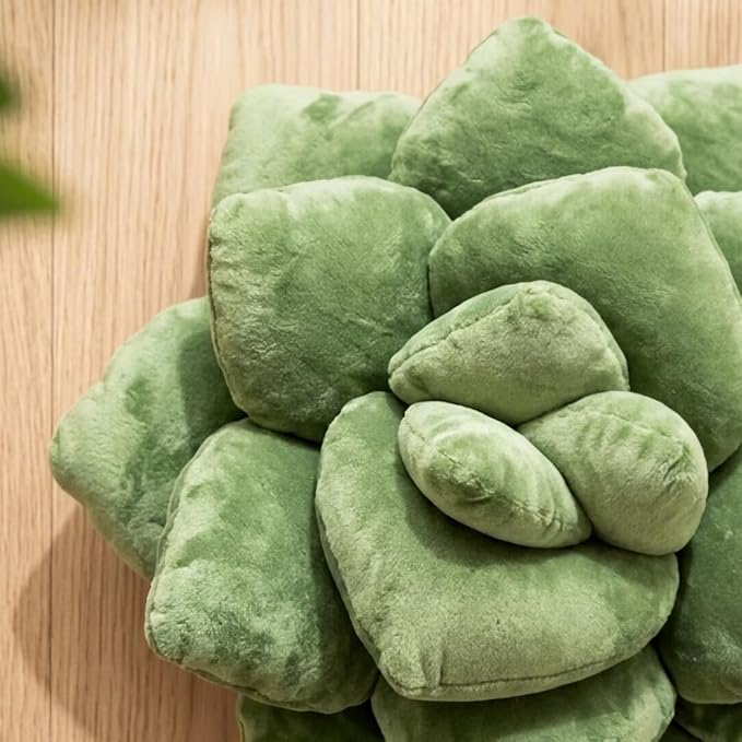 Green Philosophy Co. Succulent® Pillow 16" – Soft 3D Decorative Flower Throw Pillow, Unique Olive Green Plush Flower Cushion, Perfect for Couch, Sofa, Bedroom Decor, Gift for Plant Lovers
