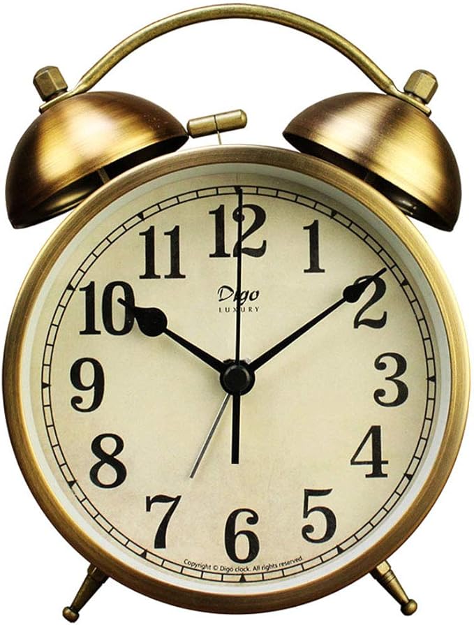 Maxspace Metal Golden Table Clock, Retro Vintage Non-Ticking Small Alarm Clock,Battery Operated Silent Quartz Movement HD Glass Desk Clock for Bedroom Living Room Indoor Decoration Kids?€? (Arabic3)
