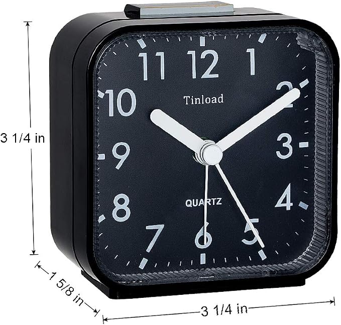 Tinload Small Battery Operated Analog Travel Alarm Clock Silent Non Ticking, Gentle Wake, Ascending Beep Sounds, Snooze,Lighted on Demand, Easy Set - Image 6