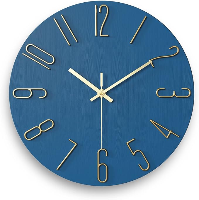 wall Clock, Silent Clock, wall Clocks Battery Operated??? 12 inch Modern wall Clock, Suitable for Offices, Living Rooms, Kitchens, Homes, Schools (Blue)