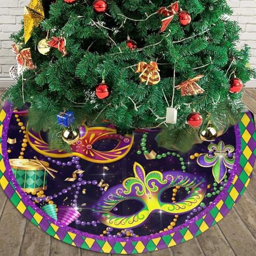 Mardi Gras Christmas Tree Skirt 48" for Xmas Halloween New Year Holiday Party Home Tree Mat Decor Ornaments Decoration - Image 4