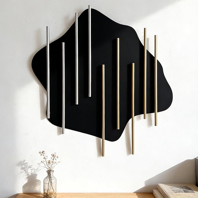 HYVAKUPPA 3D Large Metal Wall Decor Modern Aesthetic Wall Sculptures 19.3”W by 19.7”H Luxury Geometric Circular Decor Wall Art Artwork for Bedroom Dining Living Room Wall Decorations