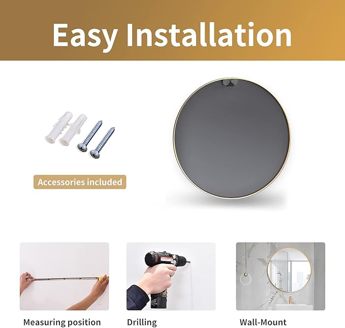 HARRITPURE Round Mirror 19.6" Gold Wall Mounted Circle Mirror with Aluminum Alloy Frame Modern Design for Bathroom, Living Room, Vanity, Bedroom, Entryway