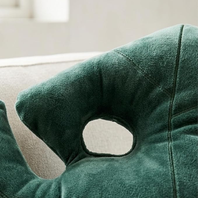 Green Philosophy Co. Monstera Leaf Pillow – Soft 3D Plant Throw Pillow, Deep Forest Green Decorative Leaf Shaped Pillow for Couch, Bed & Nursery, for Plant Lovers