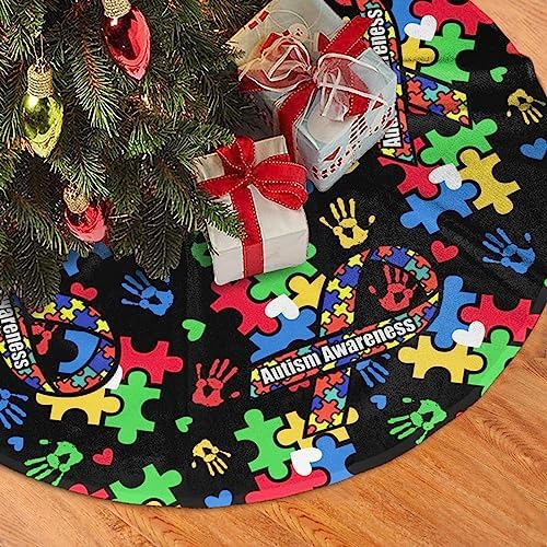 Autism Awareness Tree Skirt Christmas Tree Ornaments Tree Skirt for Christmas Decoration 30" - Image 2