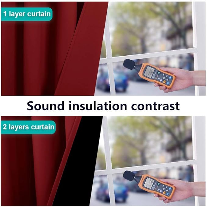 NICETOWN Truly Blackout Drapes for Living Room, Heavy-Duty Full Light Shading Curtain Set with Black Liner Backing for Villa/Hall/Dorm Window（Burgundy Red, Set of 2, 55 inches Wide x 96 inches Long