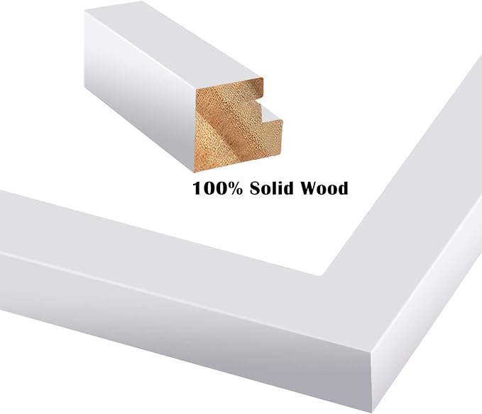 Egofine 16x20 Solid Wood Poster Frame Matted for 11x14 and 12x16 White - Acrylic Plexiglass Front for Wall Mounting Hanging Picture Frame Vertically or Horizontally, Set of 2