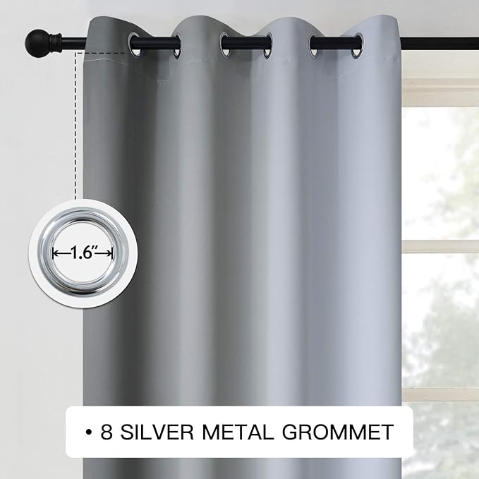 COSVIYA Grommet Ombre Room Darkening Curtains 84 inch Length 2 Panels, Gray and Grayish White Gradient Drapes Light Blocking Insulated Thermal Window Curtains for Bedroom/Living Room,52x84 inches
