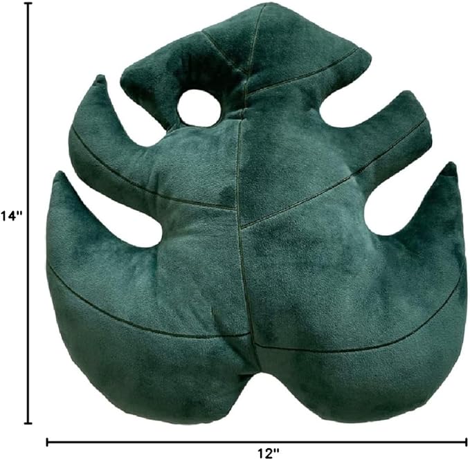 Green Philosophy Co. Monstera Leaf Pillow – Soft 3D Plant Throw Pillow, Deep Forest Green Decorative Leaf Shaped Pillow for Couch, Bed & Nursery, for Plant Lovers