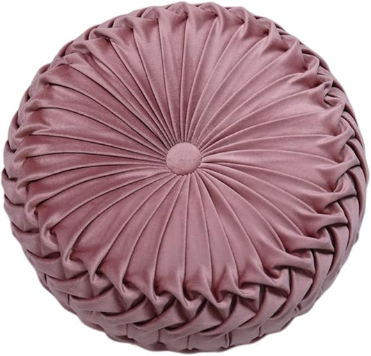 Baiyuruodie Round Velvet Pillow, Sofa Bed Bedroom Decorative Throw Pillow (38cm, Dark Pink)