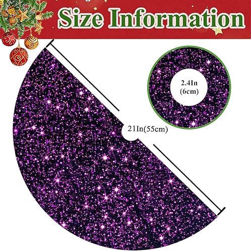 Purple Halloween Tree Skirt 21 Inches Sequin Christmas Tree Skirt Cover Table Top Velvet Tree Mat Glittery Xmas Tree Skirts for Artificial Trees Mermaid Pencil Tree Collar for Christmas Decorations - Image 3