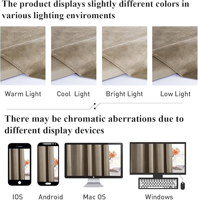 StangH Camel Beige Velvet Curtains for Bedroom - Blackout Thermal Insulated Grommet Window Covering for French Door/Living Room/Foyer Door, W52 x L84, 2 Panels