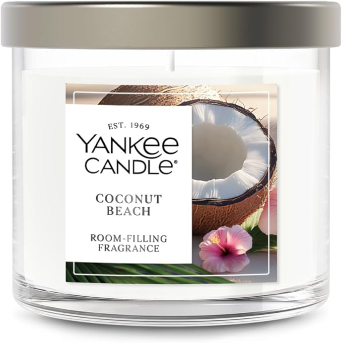 Yankee Candle Small Tumbler Scented Candle, Coconut Beach, 4.3 oz, Premium Plant Wax Blend, Up to 40 Hour Burn Time
