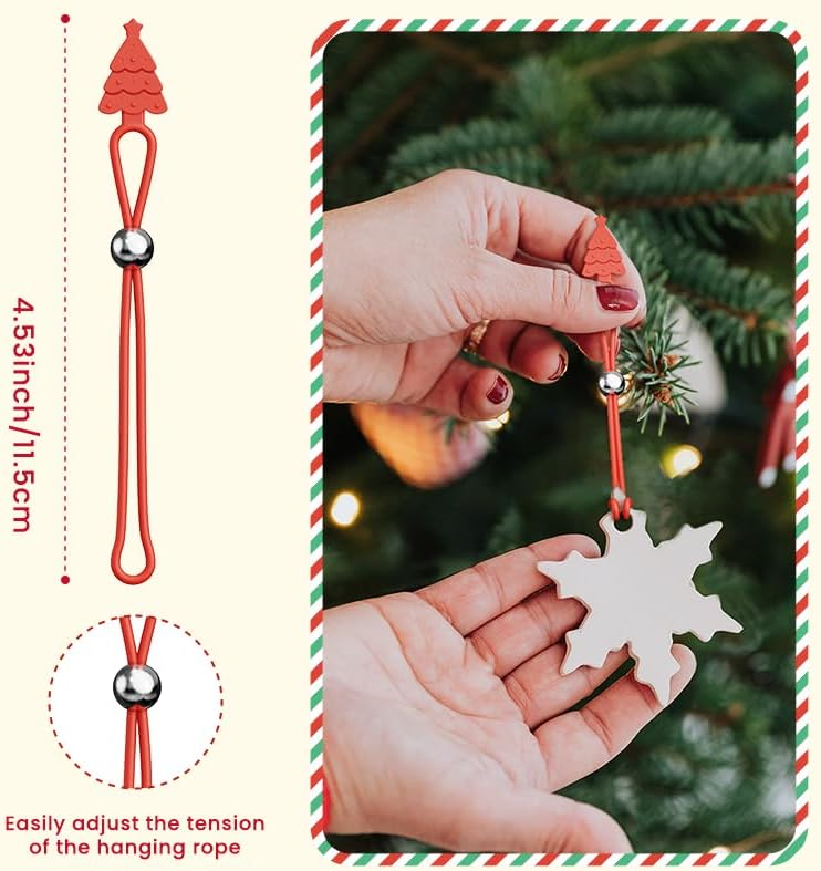 Ornament Hooks for Hanging Christmas Decorations, No-Slip Hanging Hooks for Xmas, Multi-use Silicone Data Cable Organizer, Reusable Ornament Hanger Hooks for Small & Large Ornaments (8) - Image 2