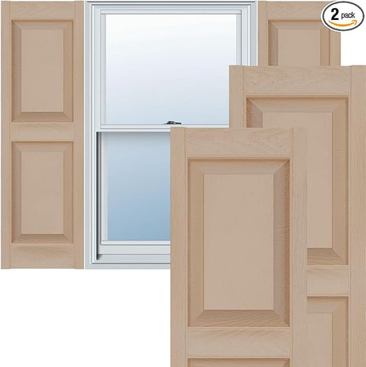 12"W x 39"H Lifetime Vinyl, Standard Two Equal Panels, Raised Panel Shutters, w/Installation Shutter-Lok's & Matching Screws (Per Pair), Wicker