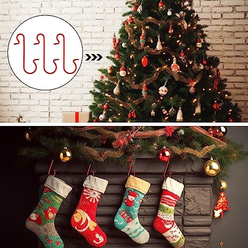200 Pack Ornament Hooks, Christmas Ornament Hooks Hangers for Christmas Ornaments, Xmas Tree Hook for Ornaments Anchors S Shaped Small Ornament Hook Hangers for Christmass Tree Decorations, Red - Image 7