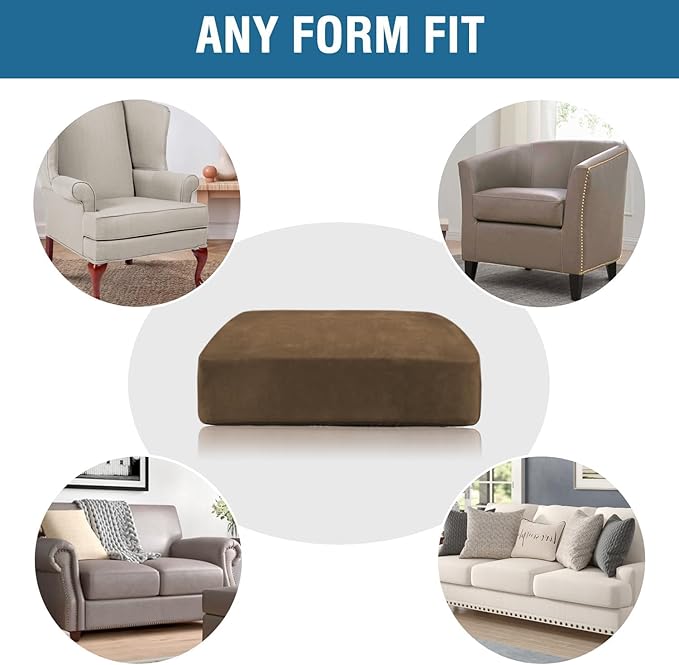 H.VERSAILTEX Velvet Stretch Couch Cushion Cover Plush Cushion Slipcover for Chair Loveseat Sofa Cushion Furniture Protector Seat Cushion Sofa Cover (3 Piece Sofa Cushion Covers, Bronze Brown)