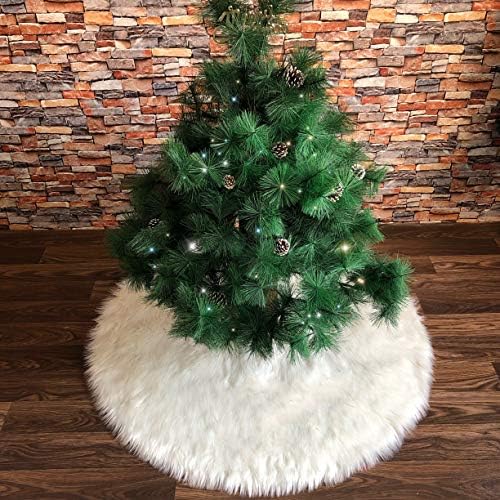 Christmas Tree Skirt 36 inches Faux Fur Snowy White Xmas Large Tree Skirt Mat for Christmas Party Decorations - Image 2