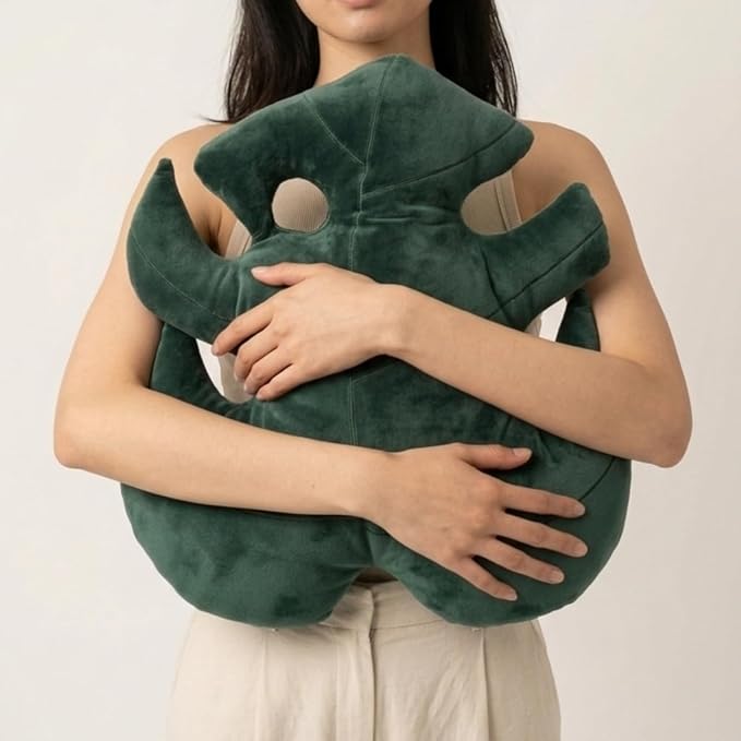 Green Philosophy Co. Monstera Leaf Pillow – Soft 3D Plant Throw Pillow, Deep Forest Green Decorative Leaf Shaped Pillow for Couch, Bed & Nursery, for Plant Lovers