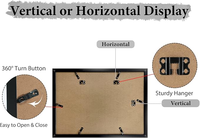 HORLIMER 9 Openings 4x6 Picture Frames Collage Set of 2, Black Multi Photo Frame for Wall Hanging, Horizontally or Vertically Display