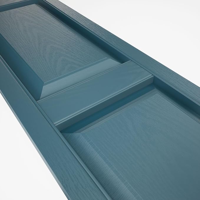 Ekena Millwork Lifetime Vinyl LP2S14X08000MB Standard Two Equal Panel Vinyls, Raised Panel Vinyl Shutters, w/Installation Shutter-Lok's & Matching Screws (Per Pair),14.75"W x 80"H, Midnight Blue