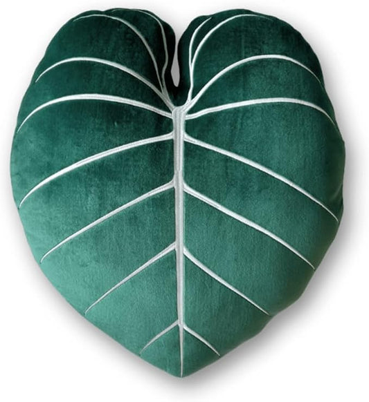 Green Philosophy Co. Philodendron Gloriosum Leaf Pillow - Forest Green
