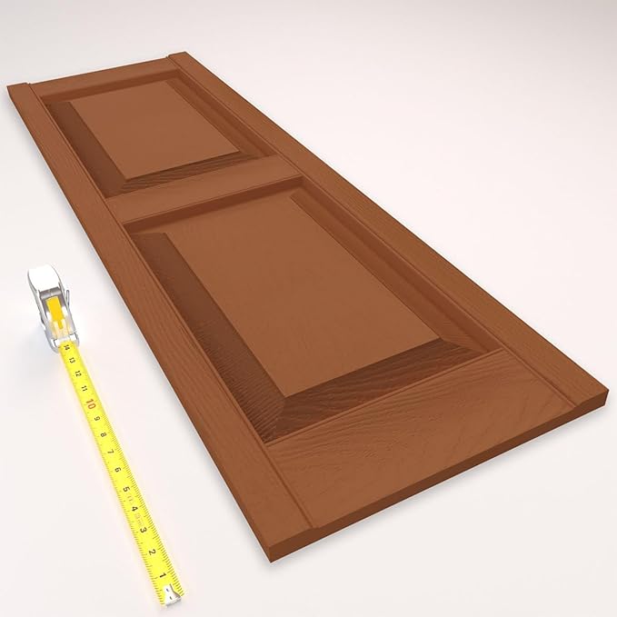 14 3/4"W x 35"H Lifetime Vinyl, Standard Two Equal Panels, Raised Panel Shutters, w/Installation Shutter-Lok's & Matching Screws (Per Pair), Treated Cedar
