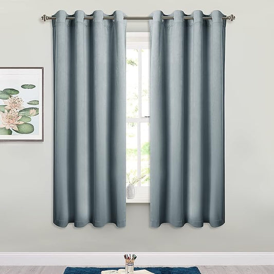 StangH Stone Blue Velvet Curtains - Bedroom Blackout Window Drapes Luxury Decor Modern Curtain Panels for Home Office/Setting Room/Bedroom, W52 x L63, 2 Panels