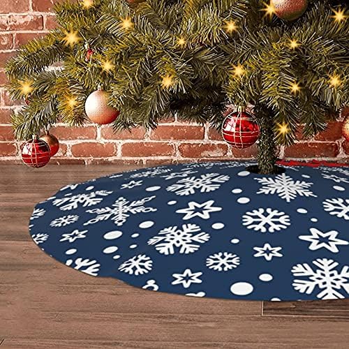 Christmas Tree Skirt 30 Inch Snowflakes White Blue Holiday Decorations for Festive Party Indoor Outdoor Xmas Ornaments - Image 6