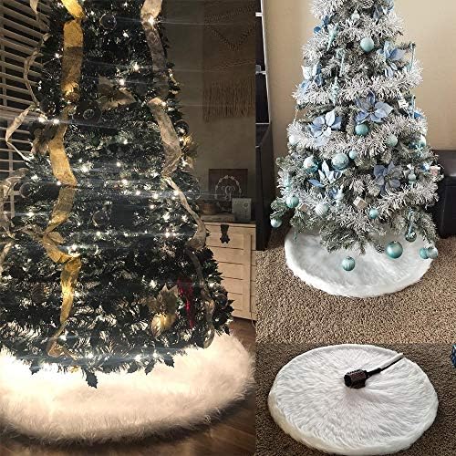 Christmas Tree Plush Skirt 30 inch Snow White Faux Fur Christmas Tree Skirt Ornaments Xmas Tree Skirts for Christmas Thanksgiving Holiday Decoration New Year Party Supply(78cm) - Image 2
