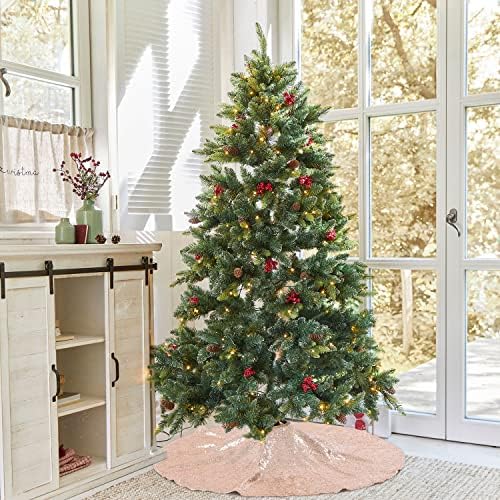 48 Inch Christmas Tree Skirt Rose Gold Sequin Tree Skirts Plus Xmas Tree - Image 2