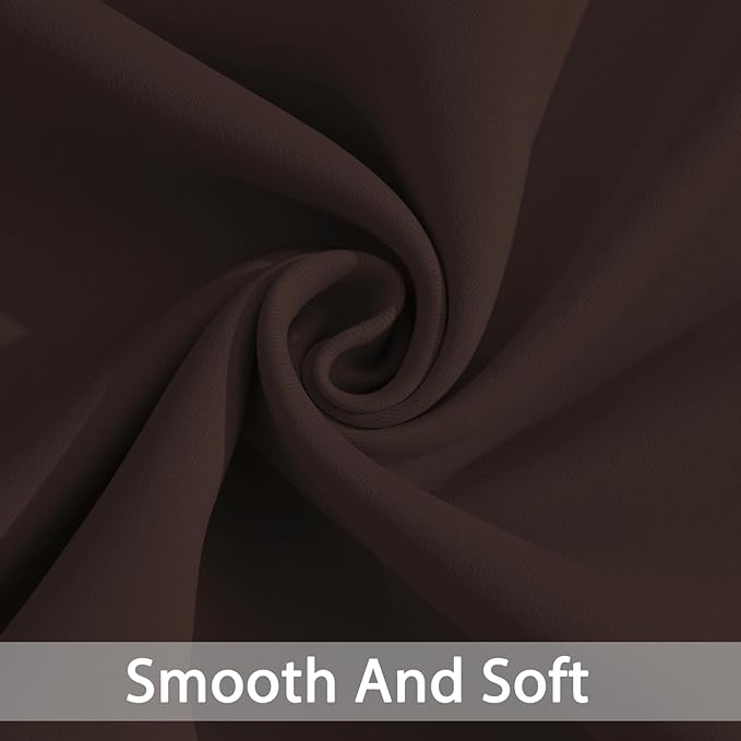 Yakamok Blackout Curtains Room Darkening Thermal Insulated Window Panels,Solid Grommet Top Drapes for Bedroom/Living Room(52Wx90L, Chocolate Brown, 2 Panels)