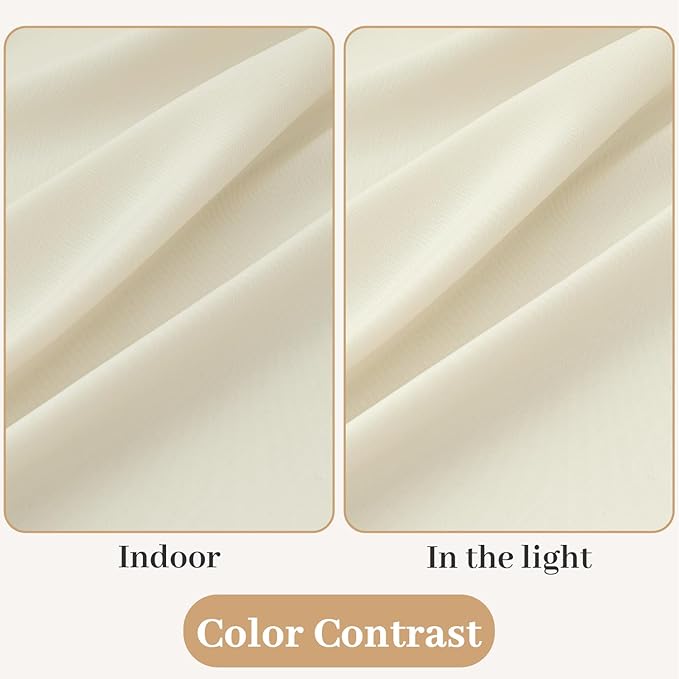 MIULEE Non-See-Through French Door Curtains for Doorway, Privacy Semi Sheer Curtains for French Doors, Light Filtering Rod Pocket Window Drapes with Tie Back, Ivory, 54 x 72 inches, 2 Panels