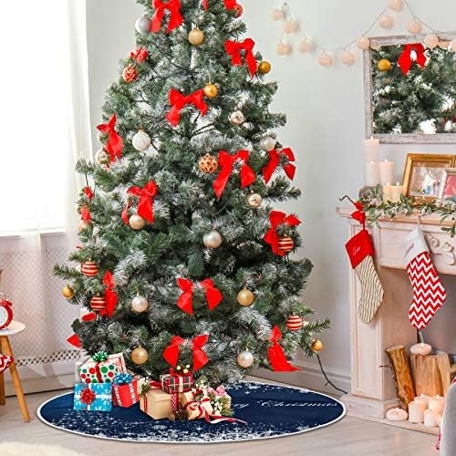 ATTX Winter Blue Snowflakes Christmas Tree Skirt Home Christmas Decoration Large Round Tree Skirt 47.2 Inches - Image 4