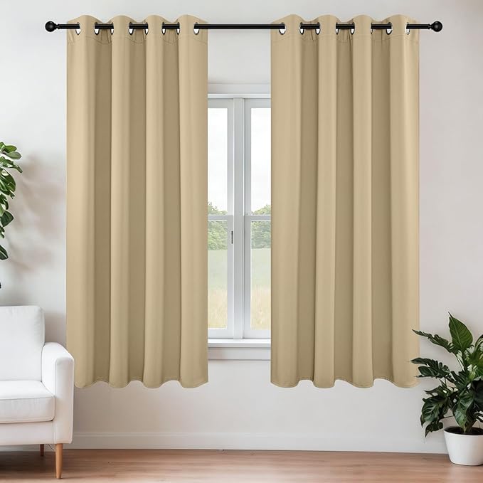 Joydeco Blackout Curtains 45 Inch Length 2 Panels Set, Thermal Insulated Long Curtains& Drapes 2 Burg, Christmas Drapes for Living Room Bedroom Window