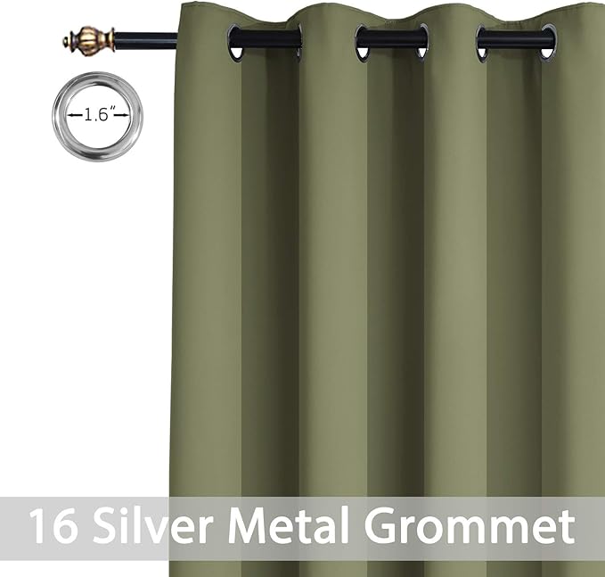 Yakamok Extra Wide Blackout Curtain for Sliding Glass Door, Grommet Thermal Insulated Room Divider Curtain 100W x 84L inch, Room Darkening Patio Curtain,8.3ft Wide x 7ft Tall, 1 Panel,Sage