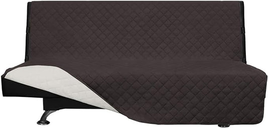 Easy-Going Futon Sofa Slipcover Reversible Sofa Cover Armless Cover Furniture Protector Couch Cover Water Resistant Pets, Kids, Children, Dog, Cat Chocolate/Ivory