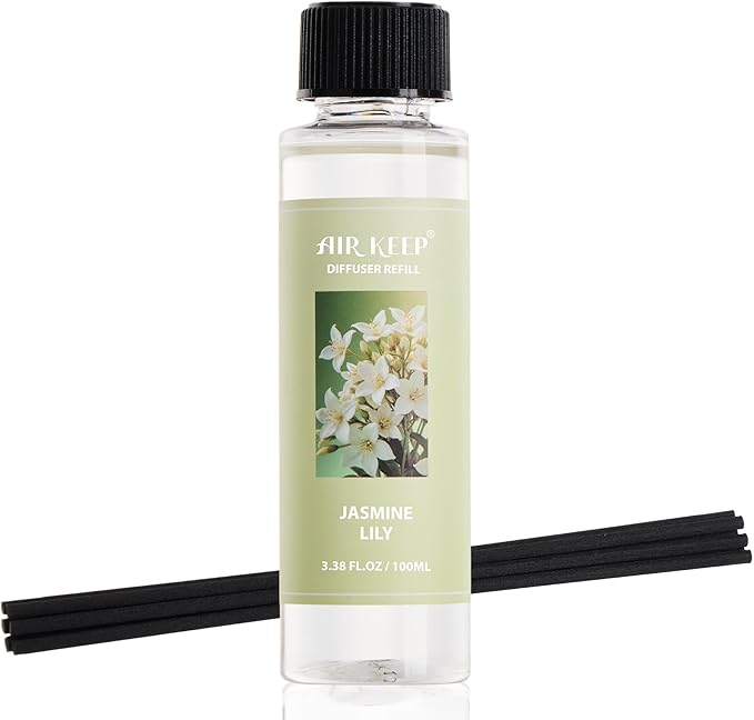 Airkeep Reed Diffuser Oil Refill/Jasmine Lily/3.38 oz / 1 Pack/Air Freshener & Aromatherapy Essential Oil Blend for Home Fragrance ?€? Scented Refill Oil for Bathroom, Bedroom & Home Decor