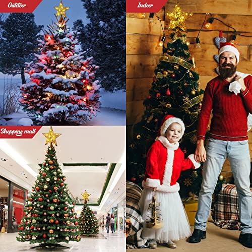 10 Inch Christmas Star Tree Topper Lighted Pentagram Tree Topper Xmas Tree Topper with Warm LED Lights for Christmas Tree Decorations(Gold) - Image 4