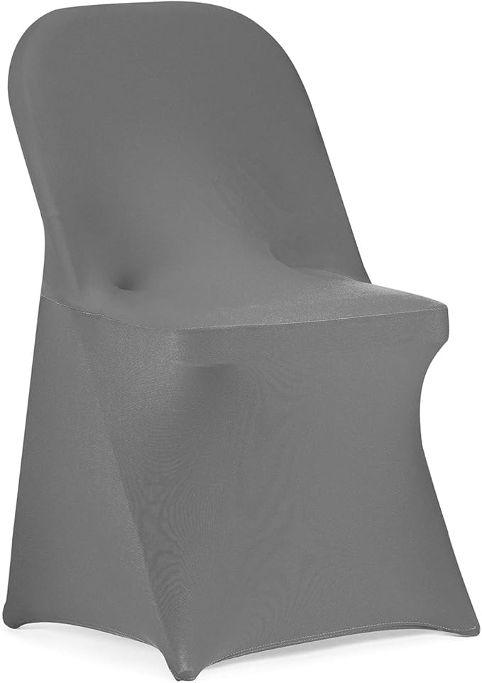 Peomeise Stretch Spandex Folding Chair Cover for Wedding Party Dining Banquet Event (Grey,6pcs)